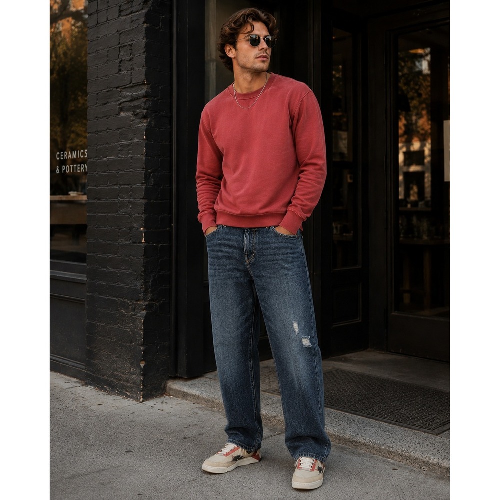 Lucky Brand Jeans Men‎ 33 Blue Vintage Loose Distressed Denim